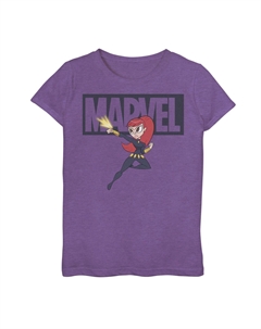 Футболка с рисунком и логотипом Black Widow для девочек 7–16 лет в стиле чиби Action Pose Marvel