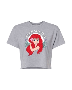 Шикарная укороченная футболка Disney's The Little Mermaid для юниоров, серый Licensed character