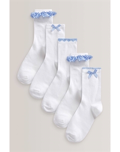 Комплект из 5 пар школьных носков с высоким содержанием хлопка и рисунком в клетку Виши, синий Next