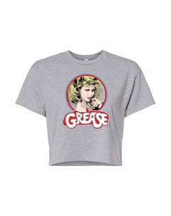Укороченная футболка с рисунком Juniors' Grease Sandy Head Shot, серый Licensed character