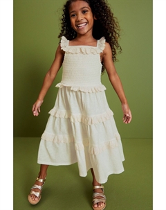 Многослойное платье миди с английской вышивкой, белый Next