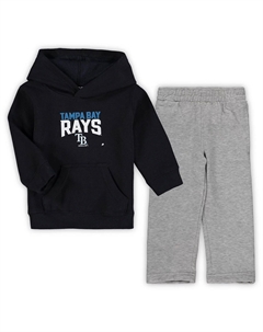 Комплект из флисовой толстовки и брюк с расклешенной веерной юбкой для малышей темно-синего/серого цвета Tampa Bay Rays Outerstuff