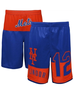 Молодежные шорты Francisco Lindor Royal New York Mets Pandemonium с именем и номером Outerstuff