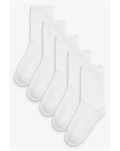 Комплект из 5 пар носков с высоким содержанием хлопка и мягкой подошвой, белый Next