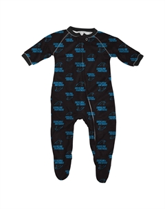 Комбинезон для младенцев Black Carolina Panthers с окантовкой реглан и полной молнией Outerstuff