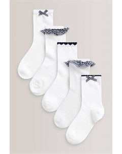 Комплект из 5 пар школьных носков с высоким содержанием хлопка и рисунком в клетку Виши, синий Next