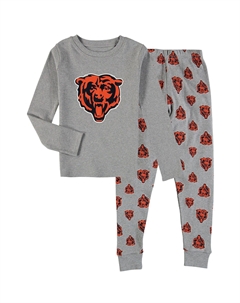 Серый комплект для сна с футболкой и брюками с длинными рукавами и брюками Chicago Bears для дошкольников Outerstuff
