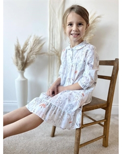 Хлопковая ночная рубашка с рукавами три четверти «Зимний лес», белый Fox in a box