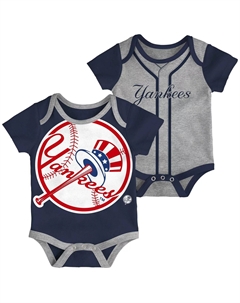 Комплект из двух боди для младенцев темно-синего/серого цвета New York Yankees с двойным боди Outerstuff