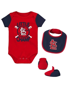 Красный/темно-синий комплект из трех боди St. Louis Cardinals Little Champ для новорожденных и младенцев, нагрудник и пинетки Outerstuff