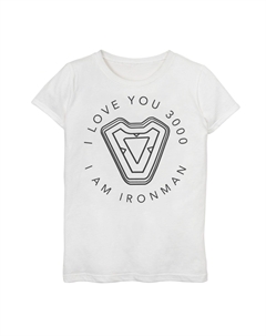 Футболка с надписью «I Love You 3000», круглая футболка с надписью «I Love You 3000», для девочек 7–16 лет, «Marvel Avengers Endgame», «Железный человек»., белый Licensed character