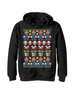 Толстовка с капюшоном и графическим рисунком в стиле уродливого рождественского свитера для мальчиков 8–20 лет с изображением персонажей Nintendo Super Mario Licensed character
