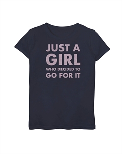 Футболка с ярким рисунком для девочек 7–16 лет «Просто девушка, которая решила пойти на это», синий Unbranded