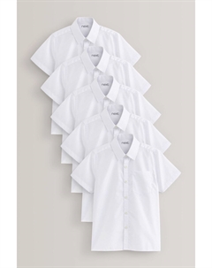 Комплект из 5 школьных рубашек с короткими рукавами, белый Next