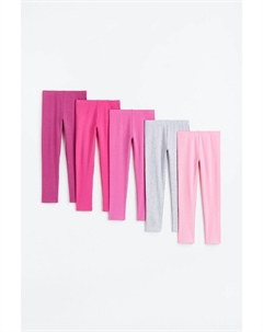 Комплект из 5 леггинсов из джерси, розовый H&m