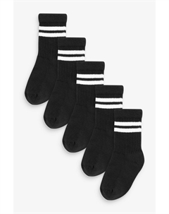 Комплект из 5 пар носков в рубчик на мягкой подошве, черный Next
