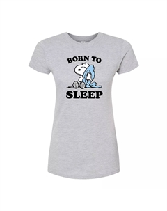 Футболка приталенного кроя с рисунком Peanuts Juniors "Born To Sleep", серый Licensed character