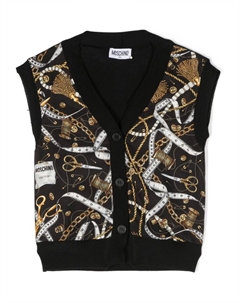 Жилет шерстяной с принтом, черный Moschino kids