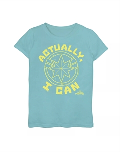 Желтая футболка с графическим логотипом и логотипом для девочек 7–16 лет «Капитан Марвел на самом деле я могу» Marvel