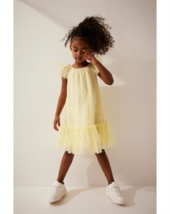 Тюлевое платье с рукавами-бабочками, желтый H&m