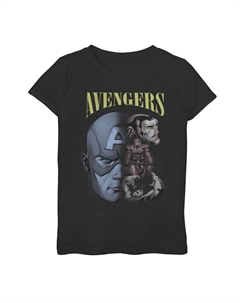 Футболка с портретом и рисунком « Avengers» для девочек 7–16 лет, выцветшая групповая фотография Marvel