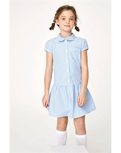 Школьное платье с заниженной талией из высокого содержания хлопка и узором в клетку виши, синий Next