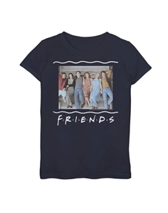 Футболка с логотипом группы друзей для девочек 7–16 лет и фотографией на крыльце, синий Licensed character