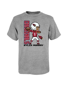 Молодежная футболка Kyler Murray Heathered Grey Arizona Cardinals Pixel Player 2.0 Outerstuff
