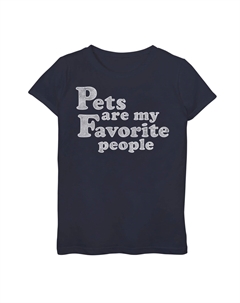 Простая футболка с потертым рисунком для девочек 7–16 лет «Домашние животные — мои любимые люди», синий Unbranded