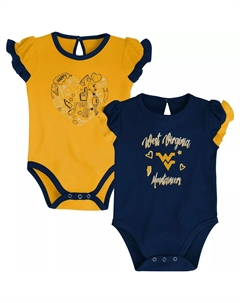 Комплект боди из двух предметов темно-синего/золотого цвета для новорожденных и младенцев West Virginia Mountaineers Too Much Love Outerstuff