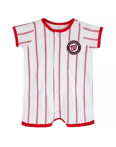 Белый комбинезон в тонкую полоску для младенцев Washington Nationals Power Hitter Outerstuff