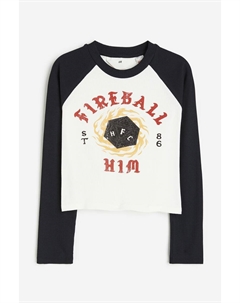 Лонгслив Stranger Things Printed Jersey, белый/черный H&m