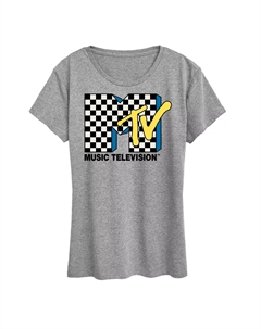 Женская футболка с клетчатым логотипом MTV и графическим рисунком, серый Licensed character