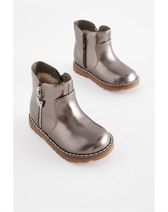 Ботинки на теплой подкладке с застежкой-молнией с бахромой, серебряный Next