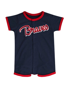 Темно-синий комбинезон для младенцев Atlanta Braves Power Hitter Outerstuff