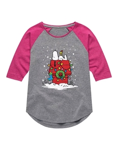 Топ реглан с рисунком Peanuts Snoopy Snow Falls для девочек 7–16 лет Licensed character