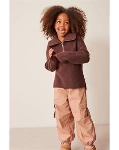 Свитер прямого кроя на короткой молнии, коричневый Next