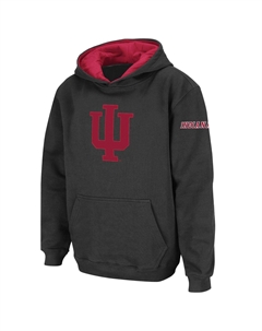 Темно-угольный пуловер с капюшоном Youth Stadium Athletic Indiana Hoosiers и большим логотипом Unbranded