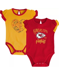 Красный/желтый комплект боди Kansas City Chiefs Too Much Love для новорожденных и младенцев, состоящий из двух частей Outerstuff