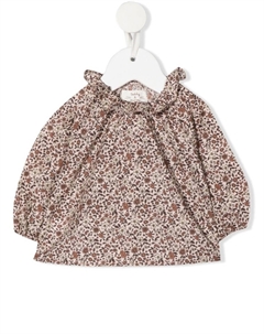 Блузка с оборками и цветочным принтом, нейтральный цвет Teddy & minou