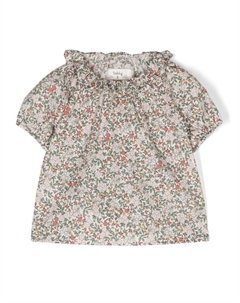 Поплиновая блузка с цветочным принтом, зеленый Teddy & minou