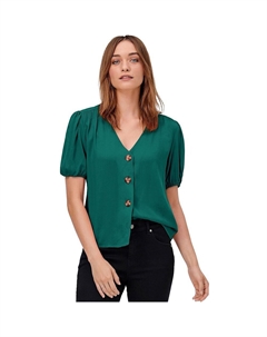 Женская блузка больших размеров с контрастной отделкой на пуговицах спереди, цвет Rich Jade Ellos