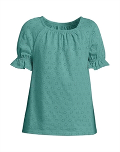 Топ с люверсами и рюшами для девочек от 2 до 16 лет, цвет Teal Shadow Lands' end