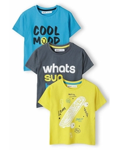 Футболка с принтом 3 PACK, цвет dark grey yellow blue Minoti
