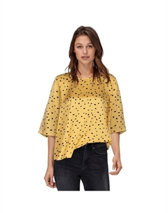 Женская свободная блузка больших размеров с широкими рукавами, цвет Cornsilk Black Dot Ellos