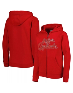 Молодежная красная флисовая толстовка с молнией во всю длину St. Louis Cardinals Wordmark Outerstuff