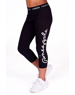 Черные короткие леггинсы с надписью, черный Pineapple