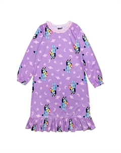 Голубая ночная рубашка со сплошным принтом для девочек 4–8 лет, фиолетовый Licensed character