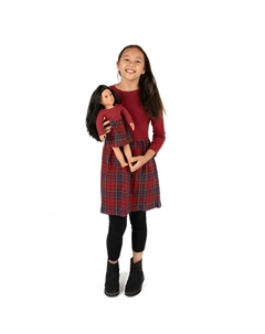 Платье-юбка для девочек и подходящее кукольное платье, красный Leveret