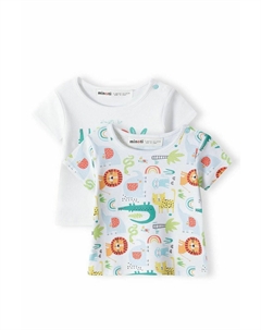 Футболка с принтом 2 PACK, цвет white Minoti